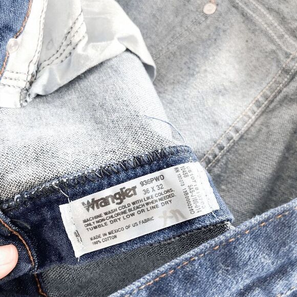 Wrangler Mens Denim Medium Wash Straight Jeans Blue 36x32 - Picture 5 of 9